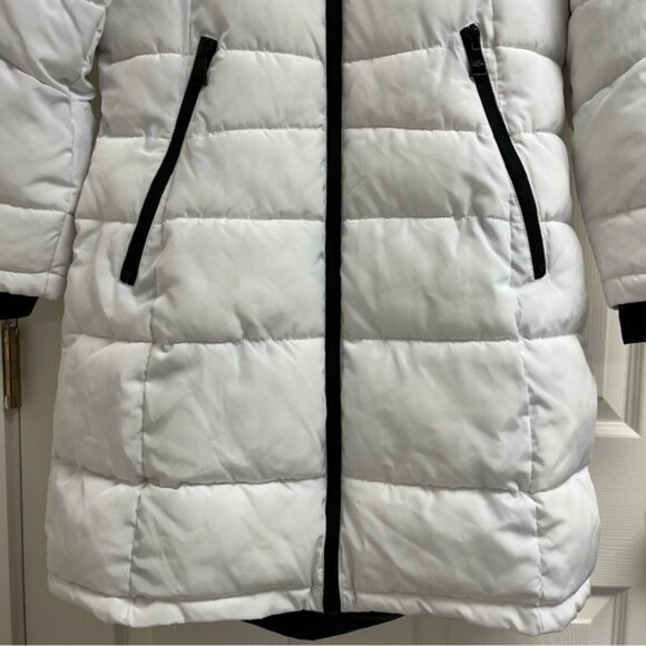 Karl Lagerfeld Paris White Long Faux Fur Puffer Coat - Size Large - Picture 3 of 16
